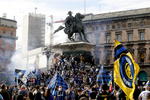 Inter supporters celebrate Italian national soccer championship title