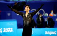 Beijing (China), 07/03/2021.- Donovan Carrillo of Mexico reacts after his performance in the Men's Free Skating of the Figure Skating events at the Beijing 2022 Olympic Games, Beijing,? China, 10 February 2022. EFE/EPA/HOW HWEE YOUNG