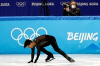 Beijing (China), 07/03/2021.- Donovan Carrillo of Mexico falls during his performance in the Men's Free Skating of the Figure Skating events at the Beijing 2022 Olympic Games, Beijing,? China, 10 February 2022. EFE/EPA/HOW HWEE YOUNG