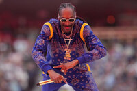 Snoop Dogg performs during halftime of the NFL Super Bowl 56 football game between the Los Angeles Rams and the Cincinnati Bengals Sunday, Feb. 13, 2022, in Inglewood, Calif. (AP Photo/Chris O'Meara)
