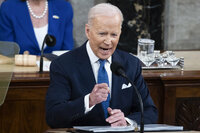 US President Joe Biden delivers his first State of the Union Address before lawmakers in the US Capitol in Washington, DC, USA, 01 March 2022. His speech comes amid Russia’s ongoing invasion and bombardment of Ukraine.