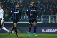 Bergamo (Italy), 10/03/2022.- Atalanta's Luis Muriel scores the goal 3-1 during the UEFA Europa League round of 16 first leg soccer match Atalanta BC vs Bayer 04 Leverkusen at the Gewiss Stadium in Bergamo, Italy, 10 March 2022. (Italia) EFE/EPA/PAOLO MAGNI