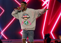 Kid Cudi performs at the Kids Choice Awards on Saturday, April 9, 2022, at the Barker Hangar in Santa Monica, Calif. (AP Photo/Chris Pizzello)