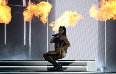 Megan Thee Stallion performs a medley at the Billboard Music Awards on Sunday, May 15, 2022, at the MGM Grand Garden Arena in Las Vegas. (AP Photo/Chris Pizzello)