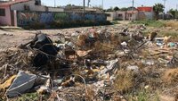 Plagado de desechos: Otro terreno que está plagado de basura y desechos es el que se encuentra sobre la calle Campo de la Viña, en la colonia Campo Nuevo Zaragoza.