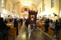 Peregrinación por la Virgen de Guadalupe en Día del Ferrocarrilero