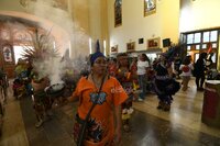 Peregrinación por la Virgen de Guadalupe en Día del Ferrocarrilero