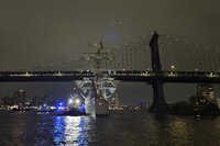 Choque del Buque Cuauhtémoc contra el puente de Brooklyn en Nueva York