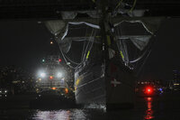 Choque del Buque Cuauhtémoc contra el puente de Brooklyn en Nueva York