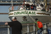 Choque del Buque Cuauhtémoc contra el puente de Brooklyn en Nueva York