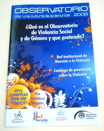 La revista Observatorio, por una cultura de la denuncia 2008, se distribuirá de manera gratuita en diferentes sectores de la sociedad. Ayer fue presentada en la sala de Cabildo de la Presidencia de Torreón.
