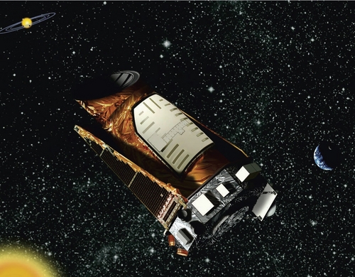 Espacio. Esta interpretación artística proporcionada por la NASA muestra el telescopio Kepler, que fue diseñado para buscar planetas parecidos a la Tierra lejanos a la galaxia de la Vía Láctea.