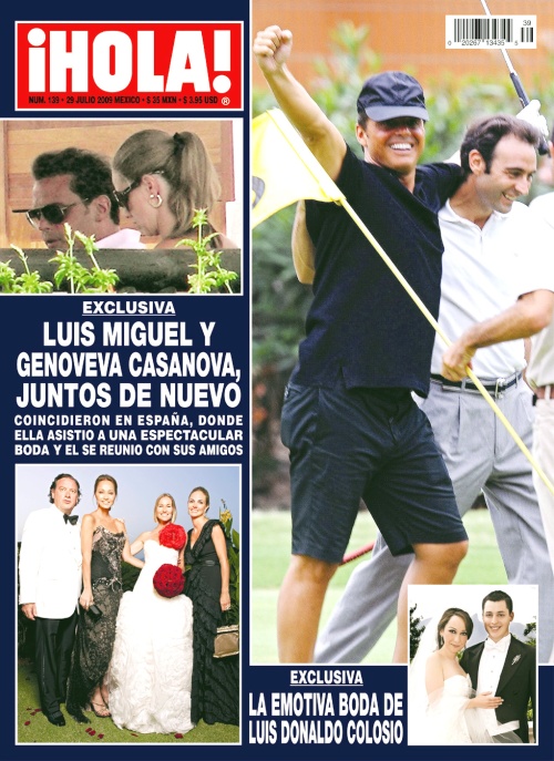 La revista Hola destacó, en sus dos más recientes ediciones, fotografías y notas sobre el cantante Luis Miguel y la mexicana Genoveva Casanova, quienes pasean juntos por Europa. 