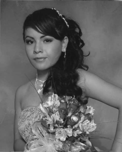 Srita. Iris Anahí Chávez Rodríguez, captada muy linda en una fotografía de estudio con motivo de la celebración de sus XV años de vida.