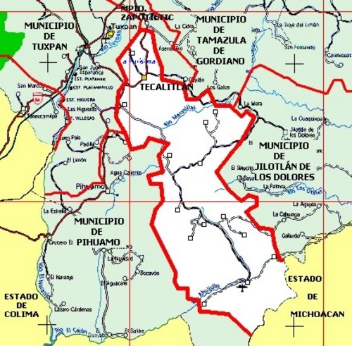 Mapa. Imagen de la ubicación del municipio de Jilotlán de los Dolores, Jalisco.