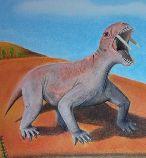 El animal vivió hace 260 millones de años y tenía el tamaño aproximado de un perro grande y colmillos caninos de 13 centímetros. (Imagen tomada de Internet)