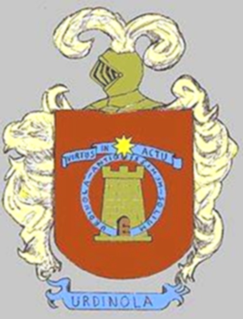 Escudo de armas de Urdiñola: “Virtus Inactu Urdiñola Antiquissimum Solium” (Victorioso en las luchas, antigua estirpe de los Urdiñola).
