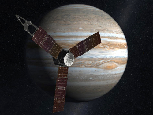 Con éxito. La nave Juno despegó con éxito ayer a las 12:25 tiempo del Este, desde la Estación de la Fuerza Aérea en Cabo Cañaveral, Florida. Viajará cinco años a Júpiter (en la imagen) para tratar de revelar los orígenes del grupo planetario. 
