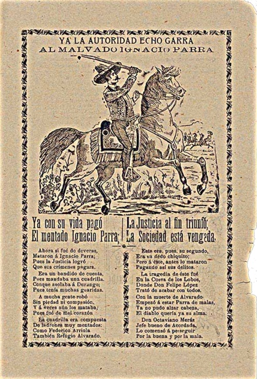 Litografía dedicada a Ignacio Parra de la autoría de José Guadalupe Posada