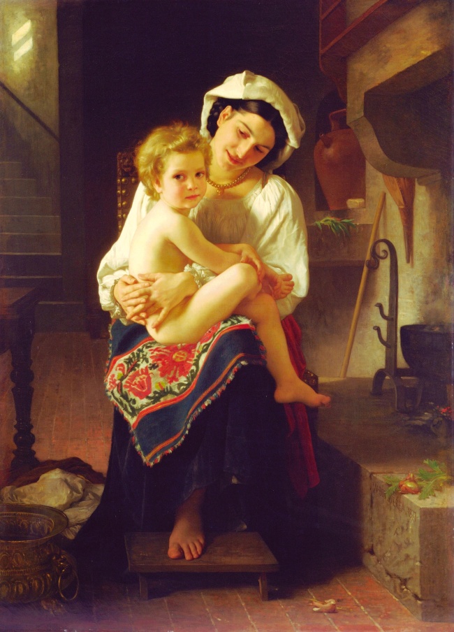 William Adolphe Bouguerau, Joven madre mirando a su hijo, 1871.