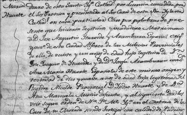 Iturbide Matrimonio texto Sagrario Morelia detalle