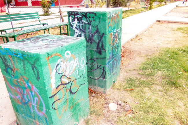 Grafiti en todo lugar. Los grafitis se pueden observar en diferentes lugares de la colonia, dando un mal aspecto.