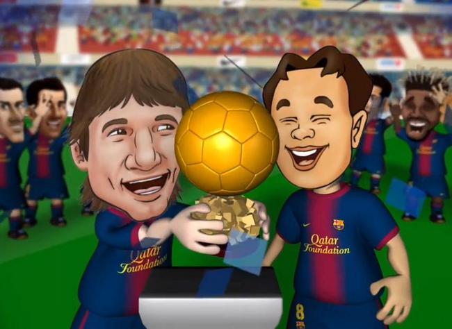 Messi e Iniesta son caricaturizados. (You Tube)