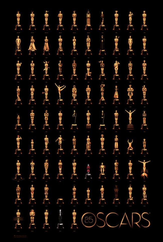 En el póster se pueden apreciar 85 estatuillas representando cada uno de los filmes que han ganado la categoría de Mejor Película en todas sus ediciones, dejando pendiente la que se entregará este año. (ESPECIAL)