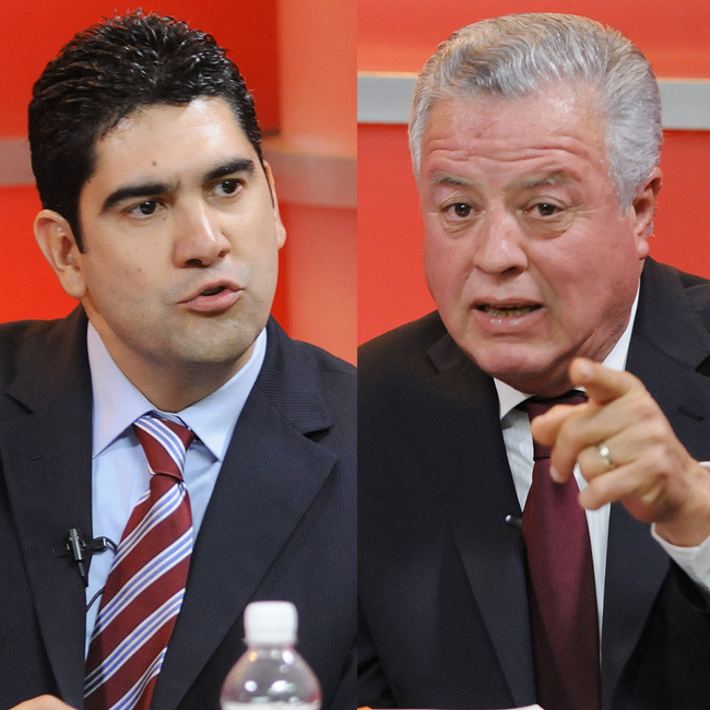 Propuestas. Jesús de León y Jorge Zermeño debatieron en vivo ayer en las instalaciones de Siglo TV.