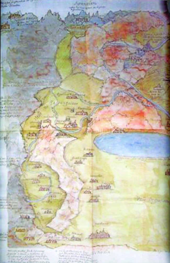 Mapa de la Jurisdicción de Durango. Archivo General de la Nación. Siglo XVII.