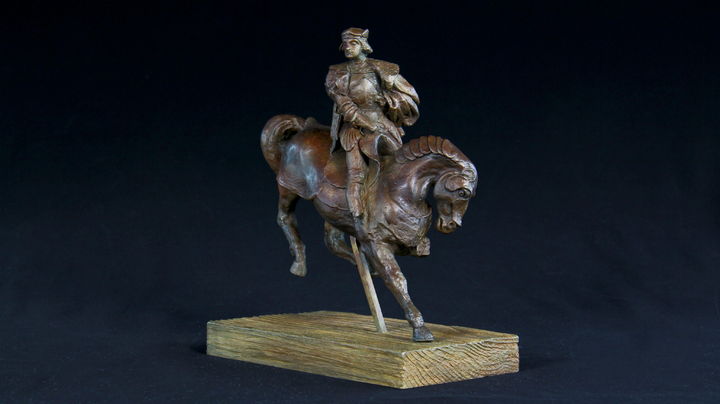 Obra.  La escultura de bronce Caballo y jinete, salió en una edición limitada e inspirada en un raro modelo de cera.