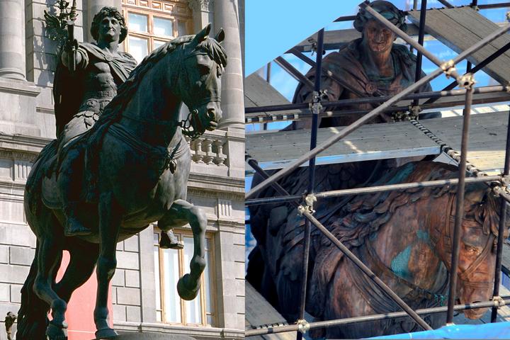 El uso de ácido nítrico en el monumento durante la restauración eliminó la pátina que protegía la superficie y una cantidad de metal de la aleación de bronce.  (El Universal)
