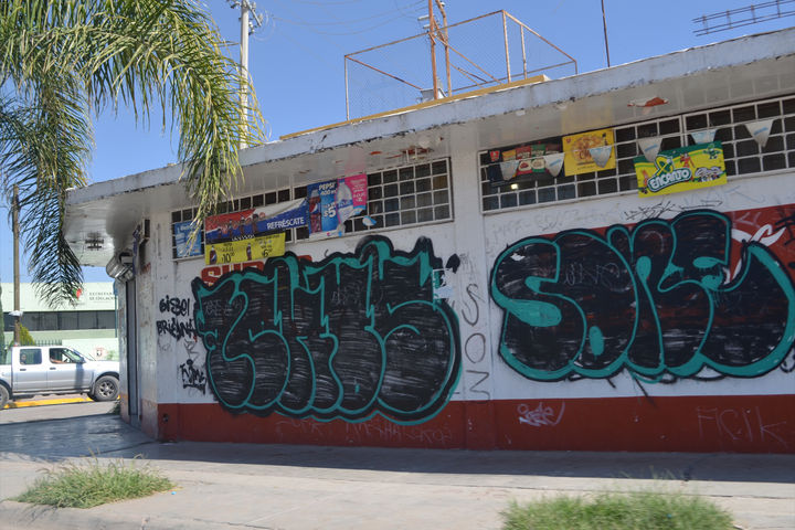 Grafiti. La mayoría de las viviendas que se ubican sobre el bulevar principal de San Antonio están dañadas con grafiti. 
