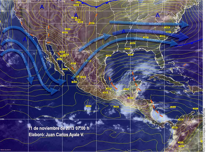 Imagen satelital. Reporta Conagua lluvias moderadas al norte, en los estados de Coahuila, Tamaulipas y Nuevo León.