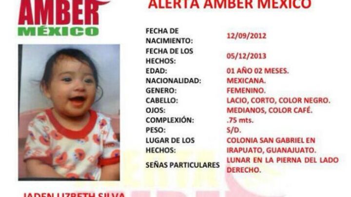 Red. La Procuraduría de Justicia del Estado de Guanajuato activó la Alerta Amber por la desaparición de la niña.