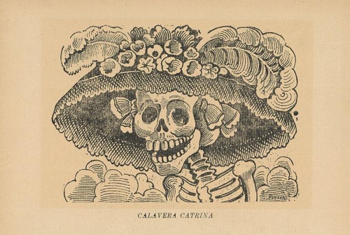 Originalmente, la calavera no está vestida, únicamente utiliza un sombrero, lo que se ha interpretado como una crítica a la pobreza en que vivían los mexicanos. (IMAGEN TOMADA DE INTERNET)