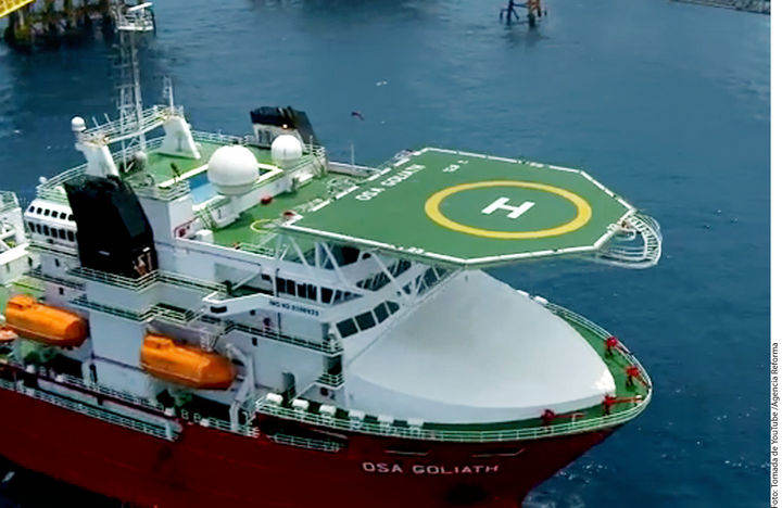 Activo. Goliath es el barco de servicios petroleros más grande del mundo, y pertenece a la empresa Oceanografía.