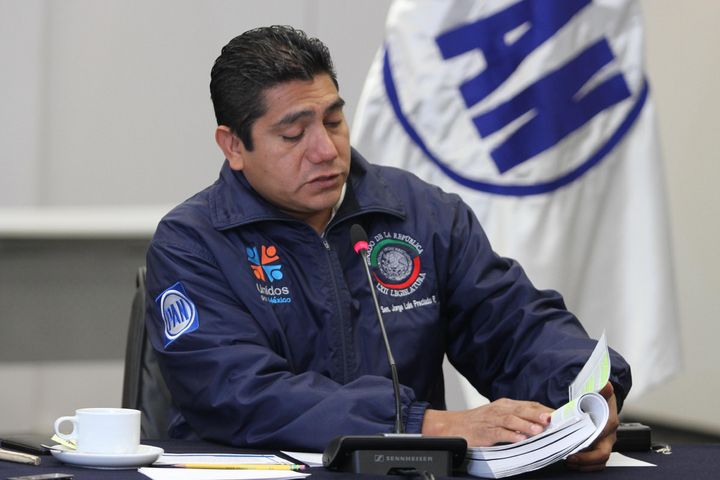 Protestan. El coordinador del PAN,  Jorge Preciado. 