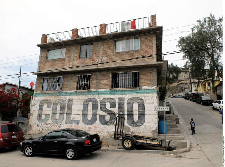 Lomas Taurinas. La pinta original de la campaña de Luis Donaldo Colosio todavía se encuentra en la casa desde donde se grabó el video del disparo.