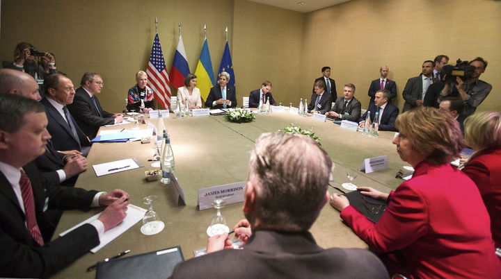 Reunión. Secretarios de Estado y ministros de Asuntos Exteriores durante una reunión en Ginebra. 