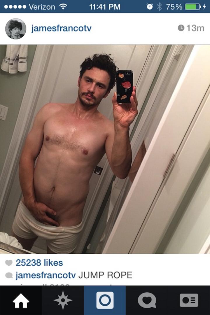 La imagen apareció en su cuenta de Instagram (@jamesfrancotv) y a los pocos minutos fue eliminada, pero varios portales y usuarios de ya habían replicado y guardado la instantánea. (Twitter)