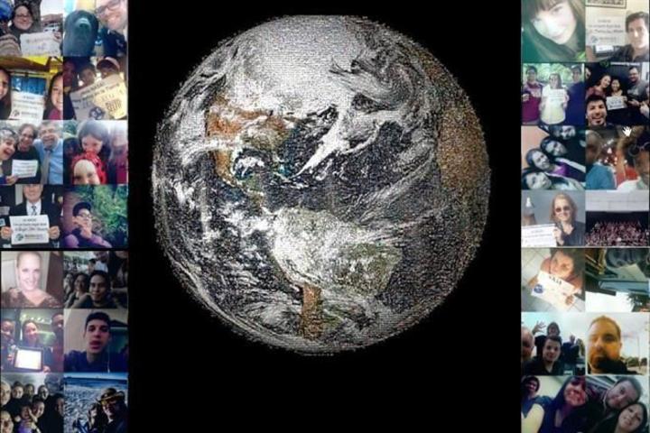 La agencia espacial estadounidense usó los miles de autorretratos enviados por usuarios de redes sociales en todo el mundo durante el Día de la Tierra para formar una sola imagen del planeta. (Nasa.gov )