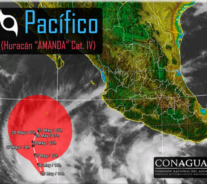 Se desplaza 'Amanda' hacia el noroeste de México