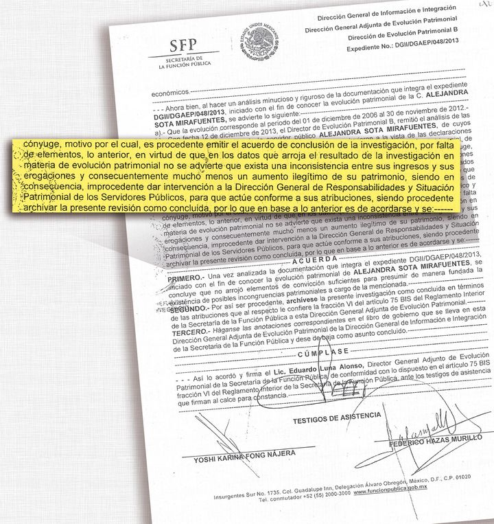Investigación.  La SFP exoneró a Alejandra Sota, vocera presidencial en el gobierno de Felipe Calderón, tras una investigación. 
