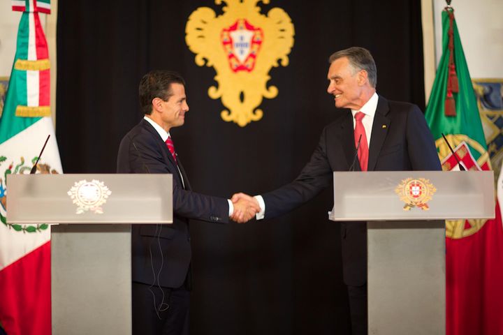 Reunión. El presidente de México, Enrique Peña Nieto, se reunió con Aníbal Cavaco da Silva, en el Palacio de Belem. (EL UNIVERSAL)