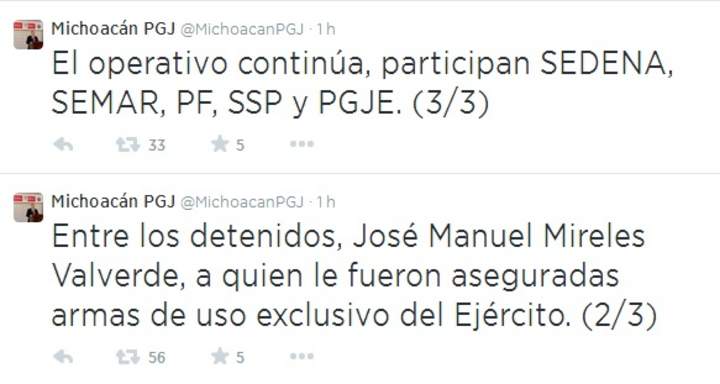 La PJGE dio a conocer a través de la cuenta en Twitter, la detención del otrora vocero de autodefensas. (Twitter)