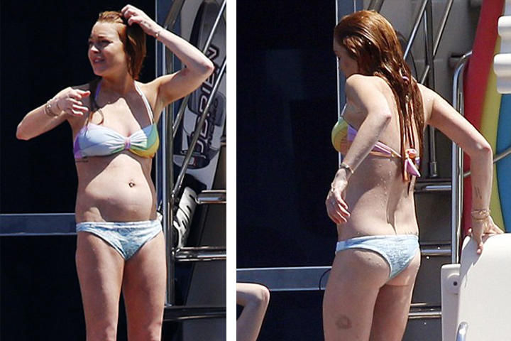 La critican. La actriz Lindsay Lohan no mostró el mejor de los aspectos en su viaje por Italia, donde lució una figura no muy ejercitada.