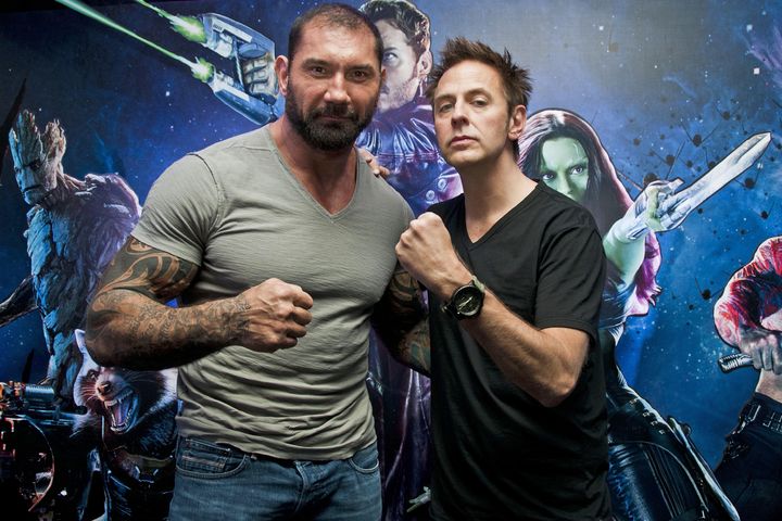 De visita. El actor Dave Batista y el director James Gunn, promocionan en México la cinta Guardianes de la galaxia.