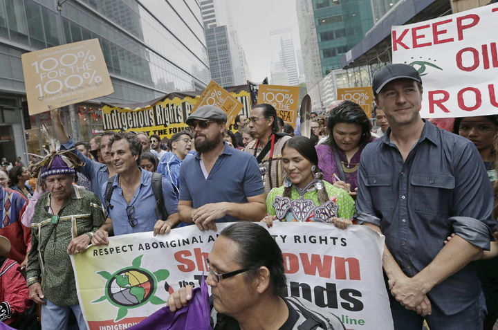 Unidos. Mark Ruffalo, Leonardo DiCaprio y Edward Norton se unieron a las protestas  contra el cambio climático en Nueva York.