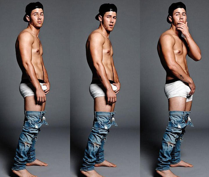 En las nuevas fotografías se ve al cantante de 22 años con los pantalones abajo mientras agarra sus genitales recreando la famosa imagen de una campaña de Calvin Klein protagonizada por Mark Wahlberg en1992. (Internet)